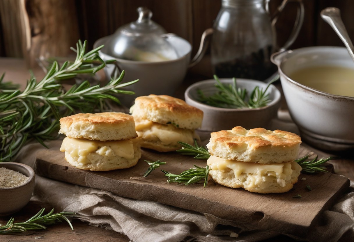 Autumn Cozy Rosemary Pepper Drop Biscuits with Milk