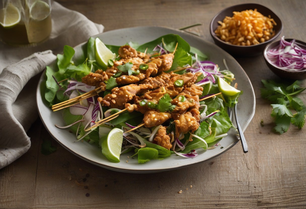 Savory Chicken Satay Salad Sizzles