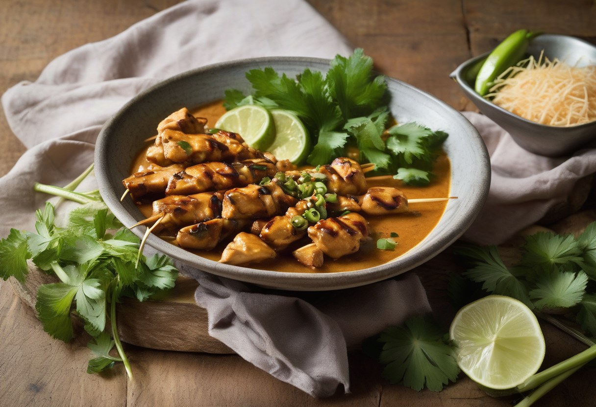 Savory Chicken Satay Salad Sizzles